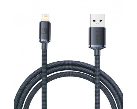 Cablu Lightning Baseus Crystal Shine Negru - Încărcare Rapidă 2.4A