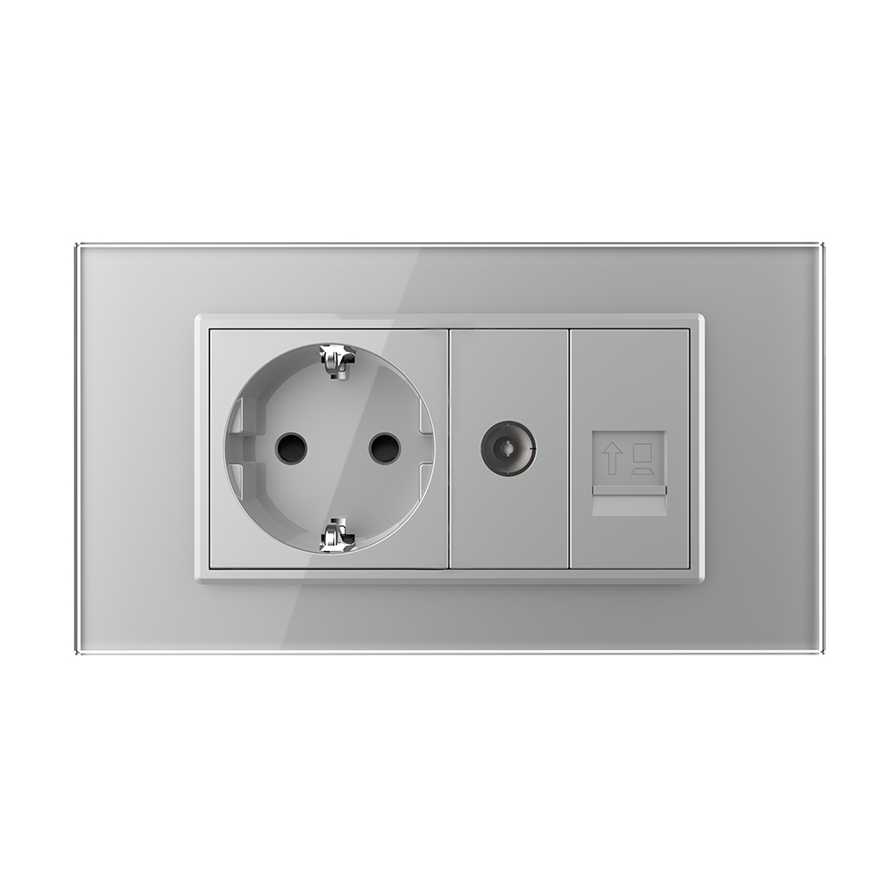 Priza Dubla Livolo Sticla: Schuko, TV, Internet - imagine 13