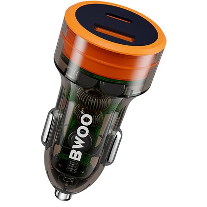 Încărcător Auto Bwoo 38W QC+PD Transparent