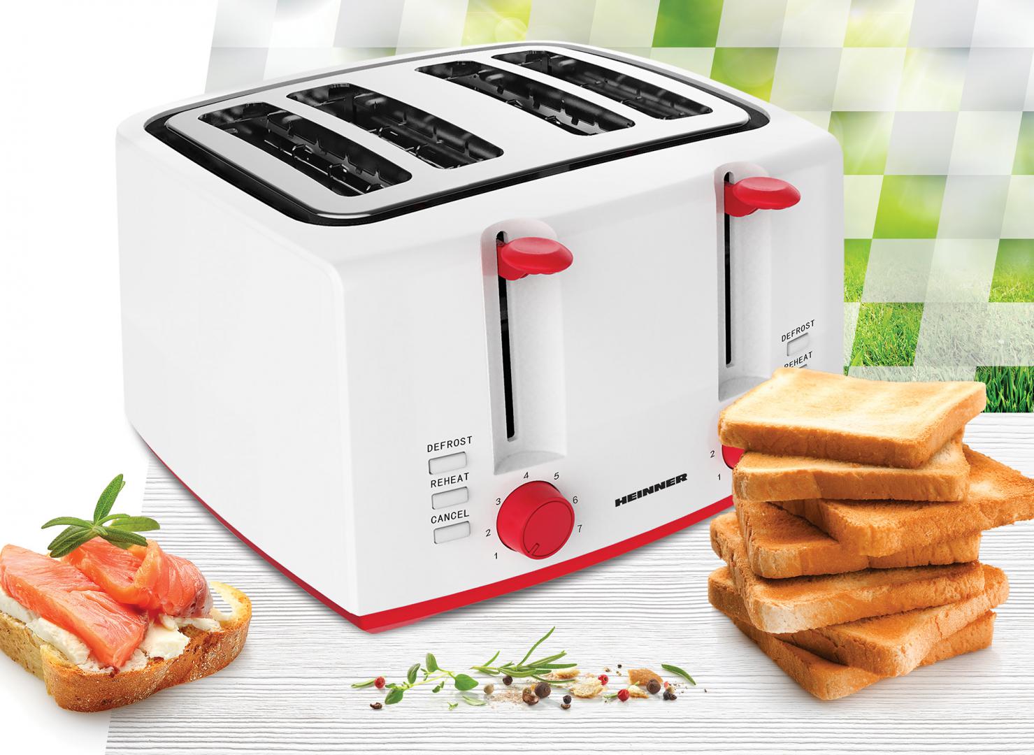 Prăjitor de Pâine 4 Felii 1300W Generic - 7 Niveluri Rumenire - imagine 2