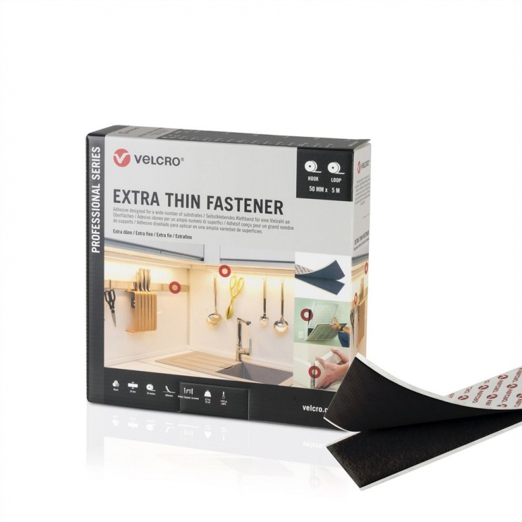 Banda Velcro Autoadezivă 50mm x 5m, Negru