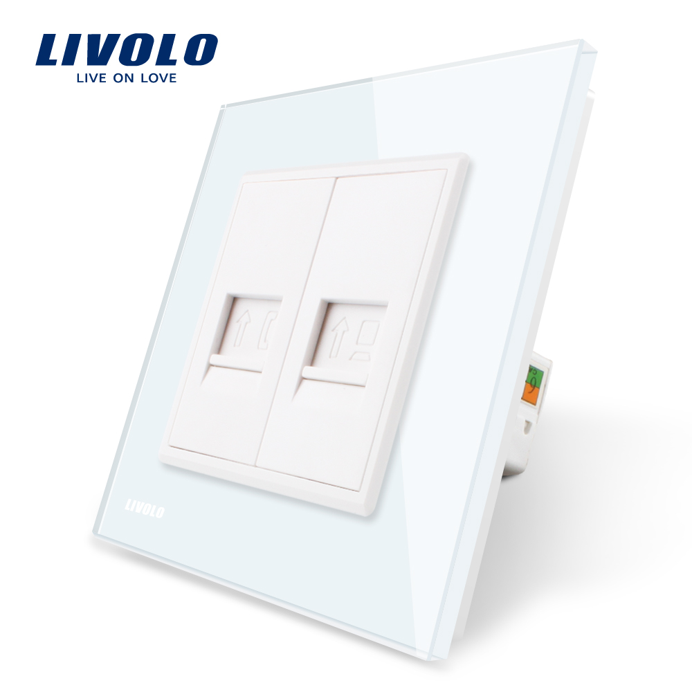Priza Dubla Telefon+Internet Livolo Sticla