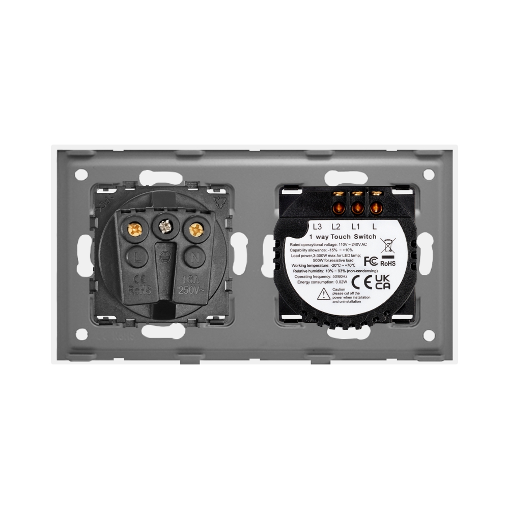 Intrerupator Dublu + Priza Luxion cu Rama Sticla - imagine 4