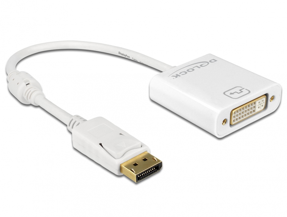 Adaptor Displayport la DVI 4K, Delock, Alb