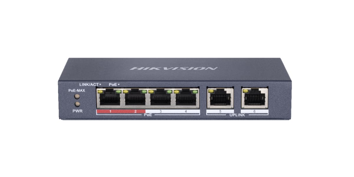 Switch PoE HIKVISION 4 Porturi + 2 Uplink, 300m Long Range - imagine 4