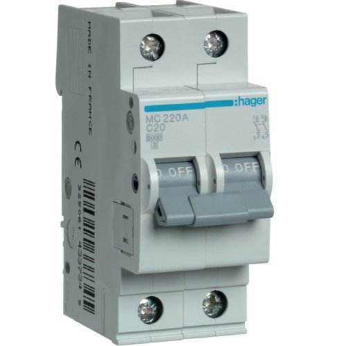 Siguranță automată Hager 2P 20A, protecție sigură