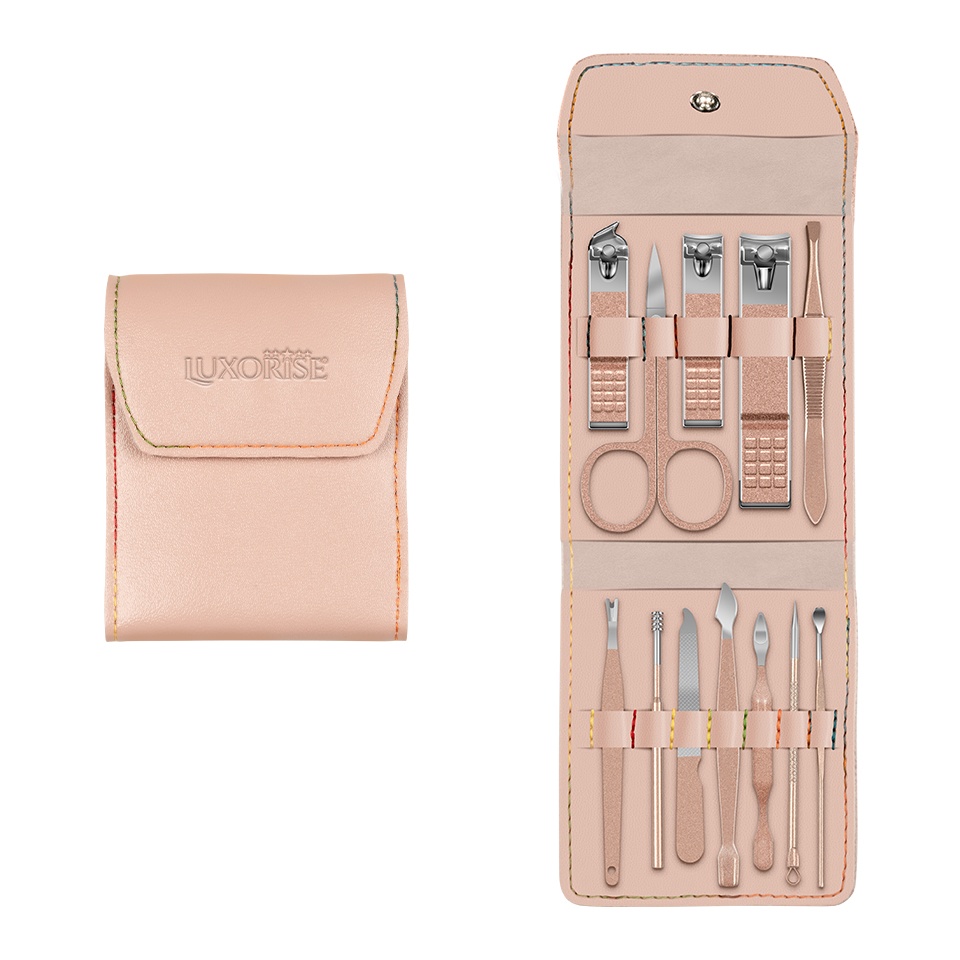 Trusa Manichiura Coral Pink LUXORISE, 12 Piese