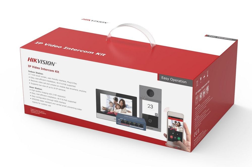 Kit Videointerfon IP Hikvision 2MP cu Monitor 7 Touchscreen si PoE - imagine 3