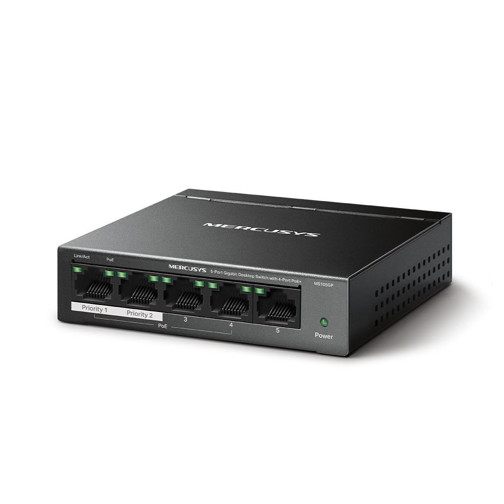 Switch PoE 5-Porti Mercusys MS105GP - Gigabit, 65W - imagine 3