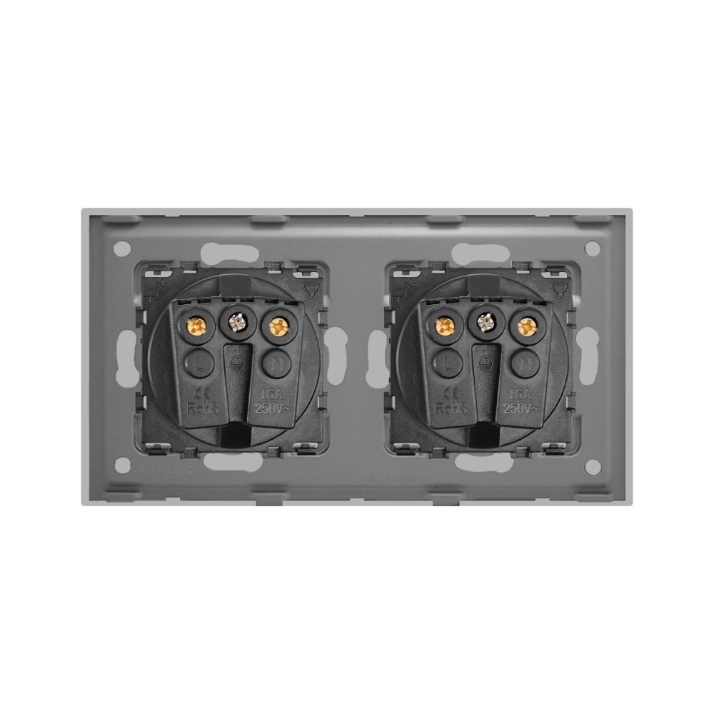 Priza Dubla LUXION, Rama Aluminiu, IP45, Protectie Copii - imagine 16