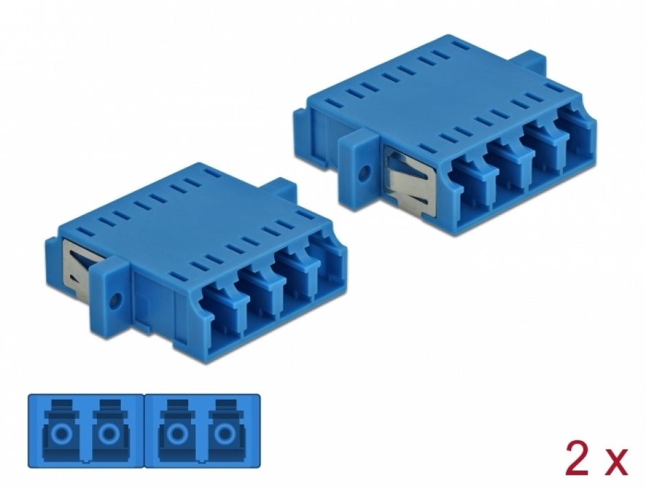 Set 2 Cuple LC Quad Single-mode Blue Delock