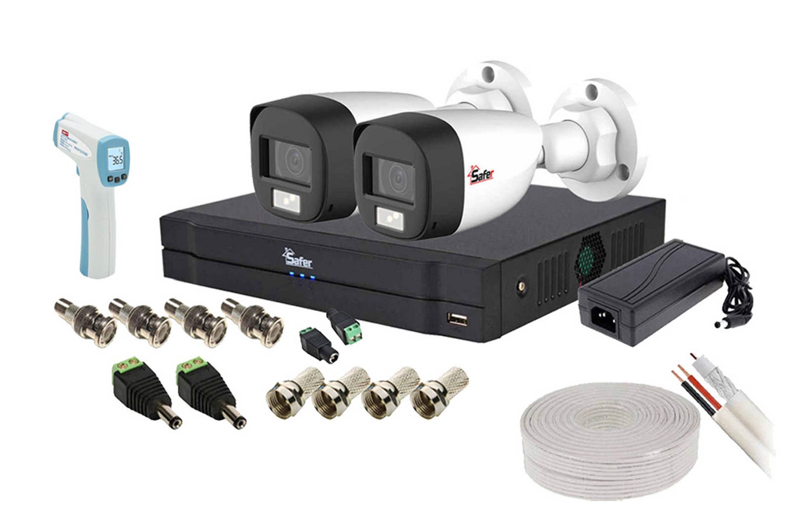 Kit supraveghere Safer 2 camere FULL HD cu AI