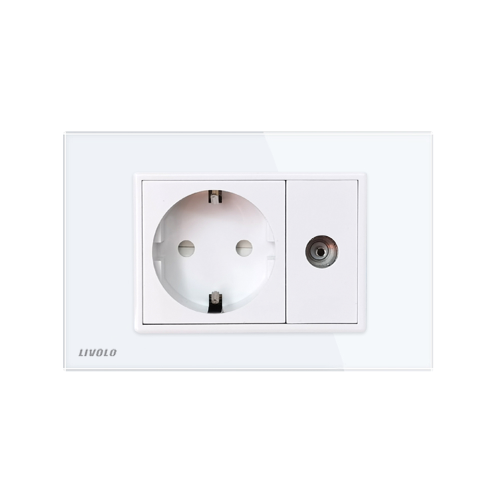 Priză Sticlă Livolo cu TV, Schuko - imagine 2
