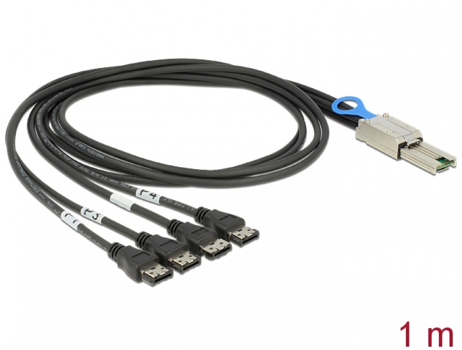 Cablu Mini SAS SFF-8088 la 4x eSATA 1m Delock