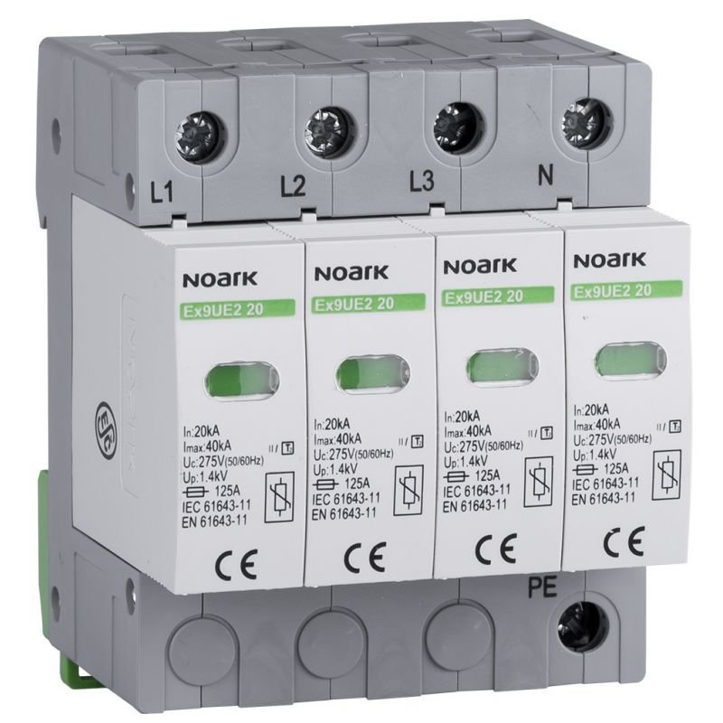 Descărcător la supratensiune Noark Ex9UE, clasa 2, 4P, 20 kA