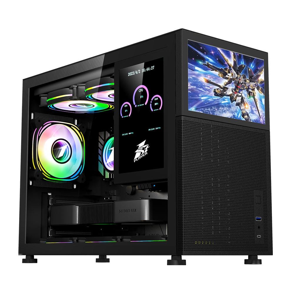 Carcasa 1STPLAYER MI6-EV Mid Tower Negru - Sticla Templata - imagine 4