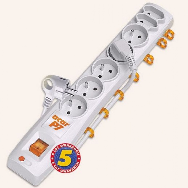 Prelungitor 7 prize 3m cu protectie, Acar P7 Alb