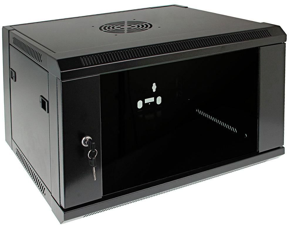 Rack de perete 9U, SOHO, 540x450mm, usa din sticla securizata, yala cu cheie, Safer SAF-WMQ5409