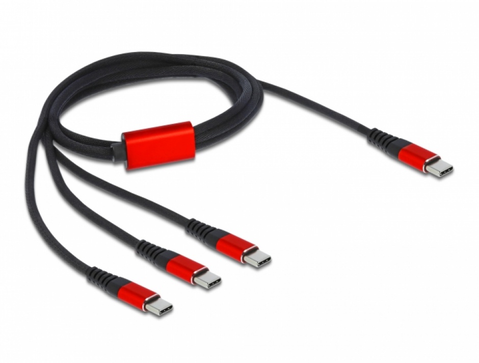 Cablu Incarcare USB-C la 3x USB-C Delock 1m