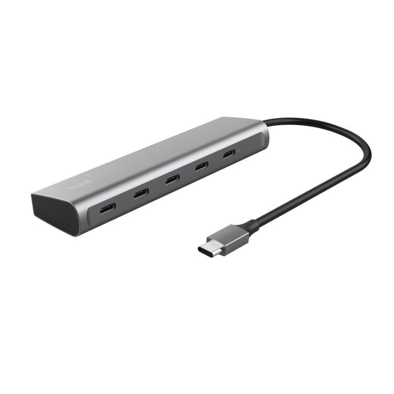 Hub USB-C Trust Halyx 5 Porturi 100W PD - Gri - imagine 2