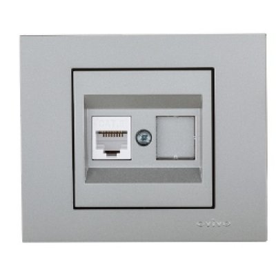 Priza date CAT6 Ovivo Grano Met OV00135, 16A, argintiu