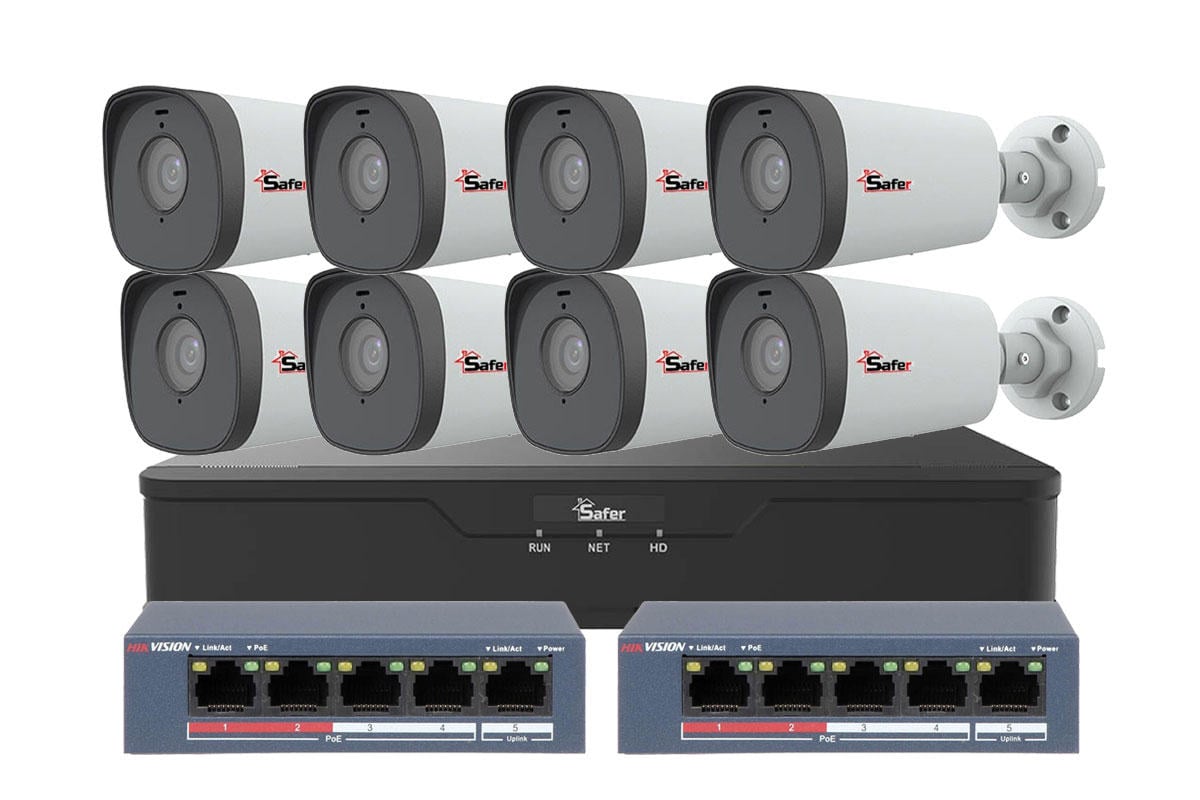 Kit 8 Camere Safer 5MP IR80m Supraveghere IP
