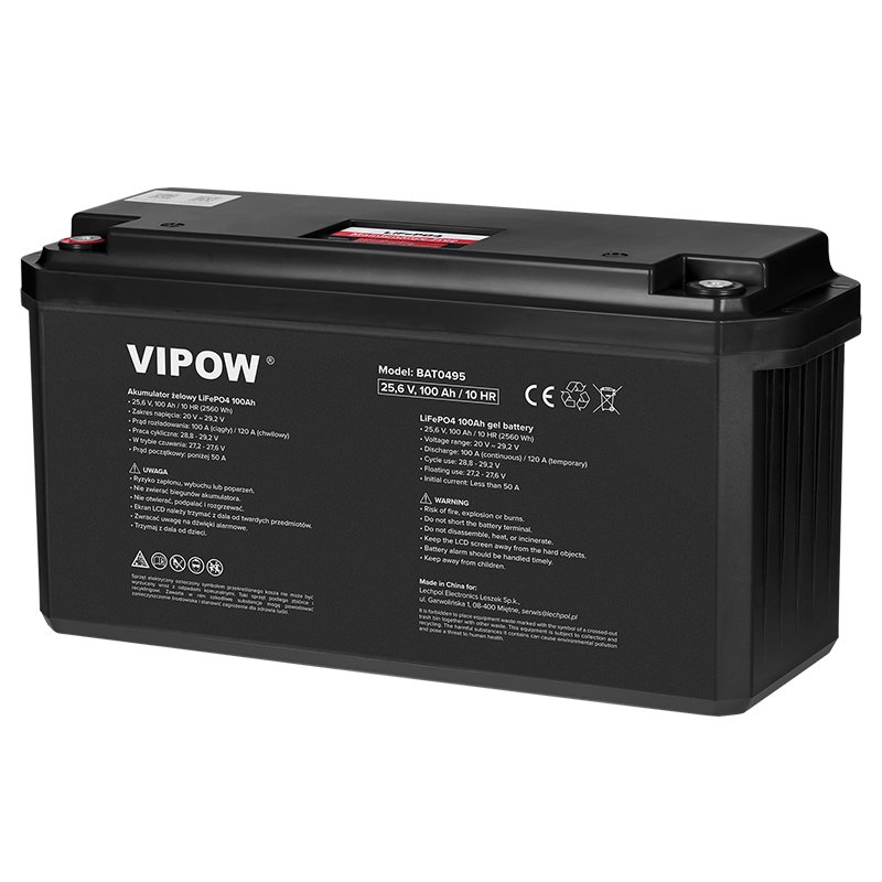 Acumulator LiFePO4 Vipow 24V 100Ah cu BMS, BAT0495