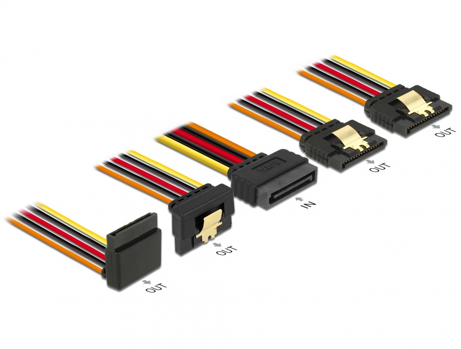 Cablu alimentare SATA 4x, 50cm, Delock 60149