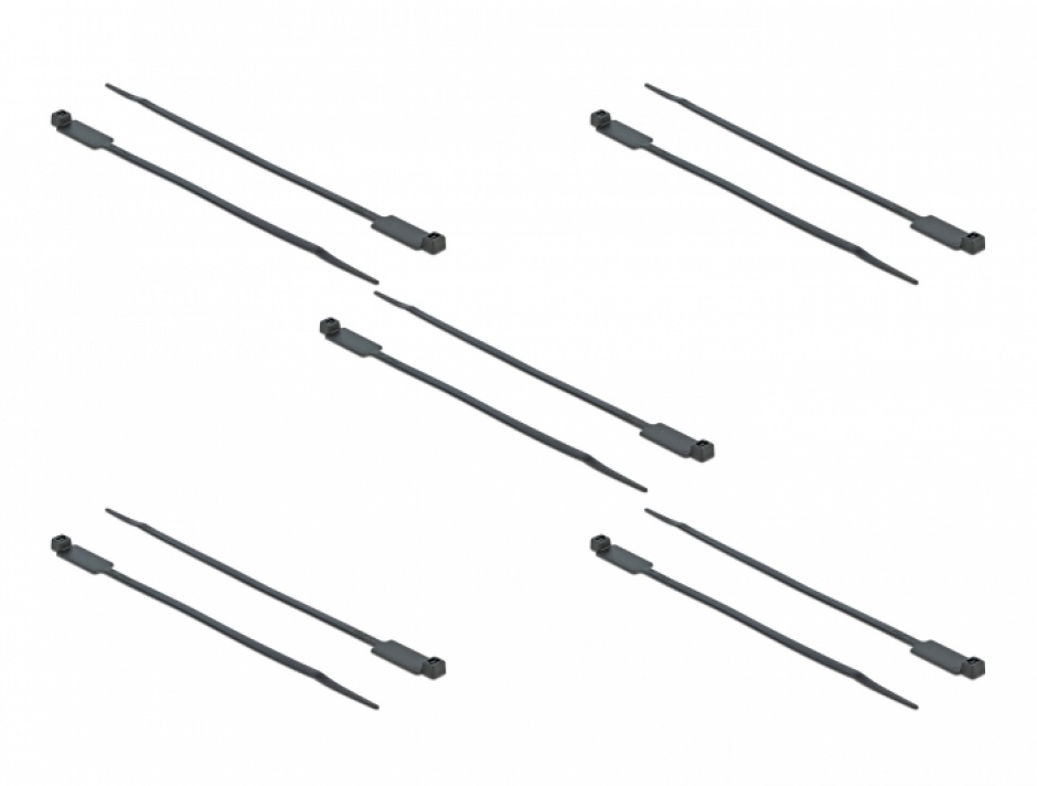 Set 10 Bride Delock cu Etichetă, 270 mm, Negru