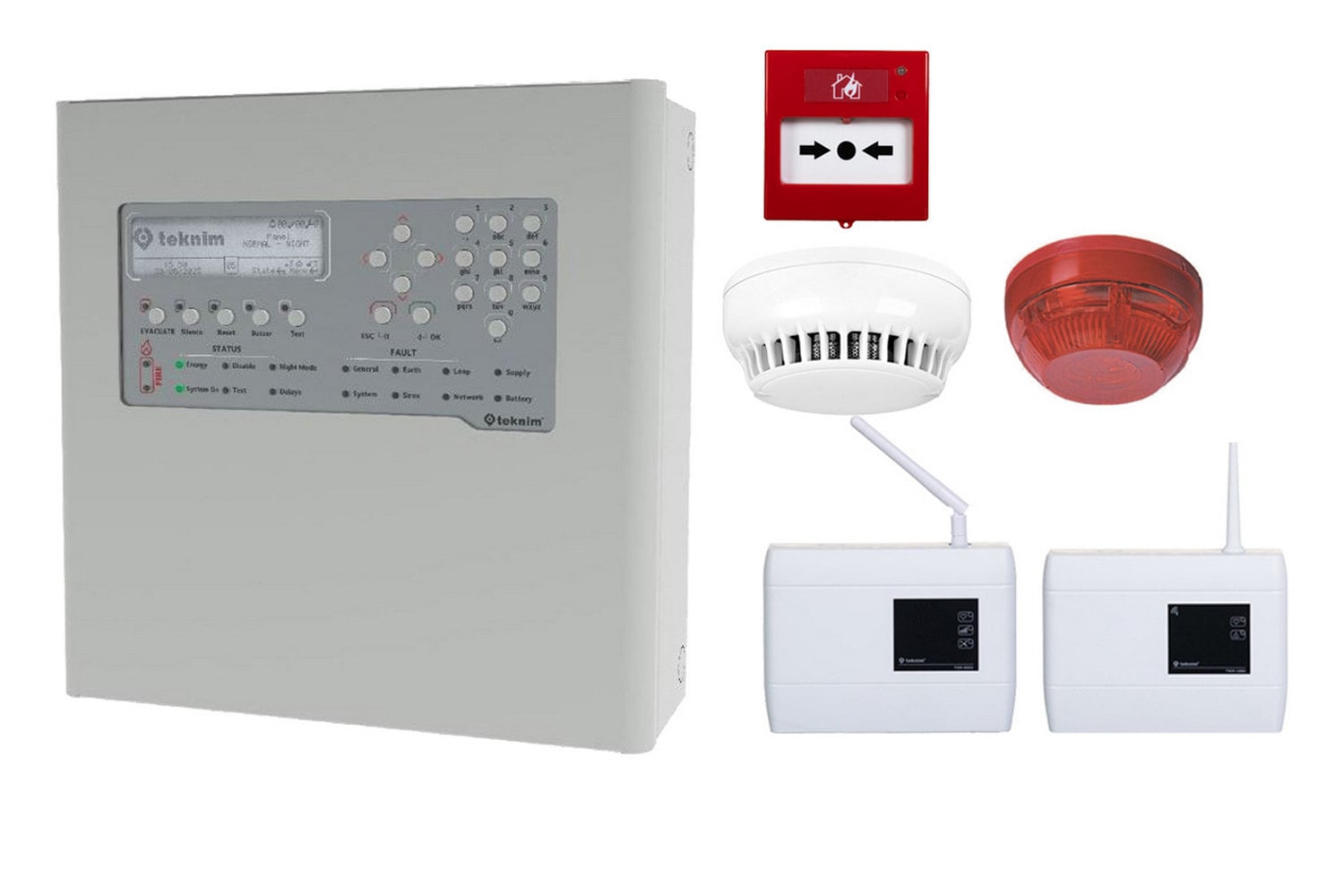 Kit Centrală Incendiu Adresabil Teknim Wireless