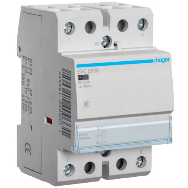 Contactor Modular Hager 63A 2ND 230V, Silentios