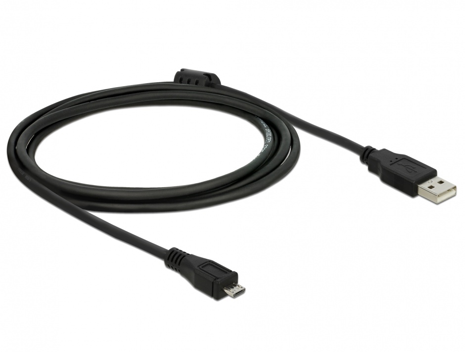 Cablu Delock USB 2.0 la Micro USB-B, 2 m, cu ferită