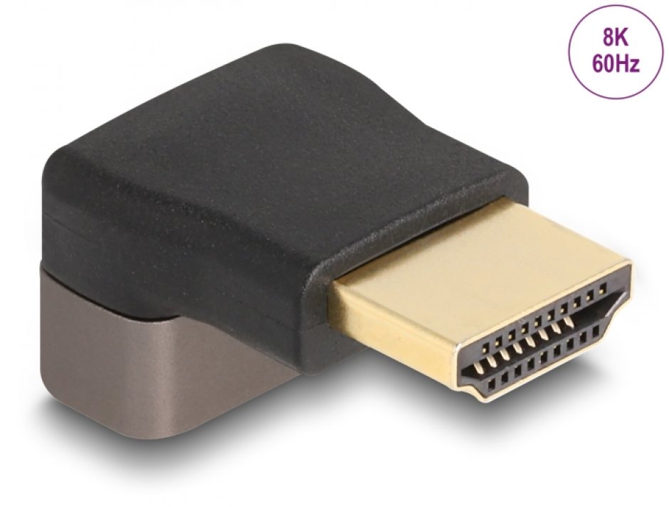 Adaptor HDMI 90° Delock 8K, Metalic