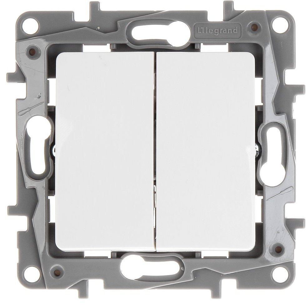 Intrerupator Dublu Cap Scara Legrand Niloe, Alb