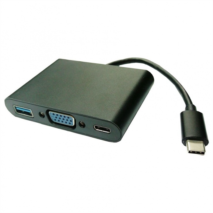 Adaptor USB-C la VGA + USB PD 3.0, Value