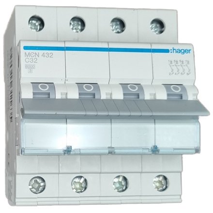 Siguranta Automata Hager 4P 32A Curba C, Protectie
