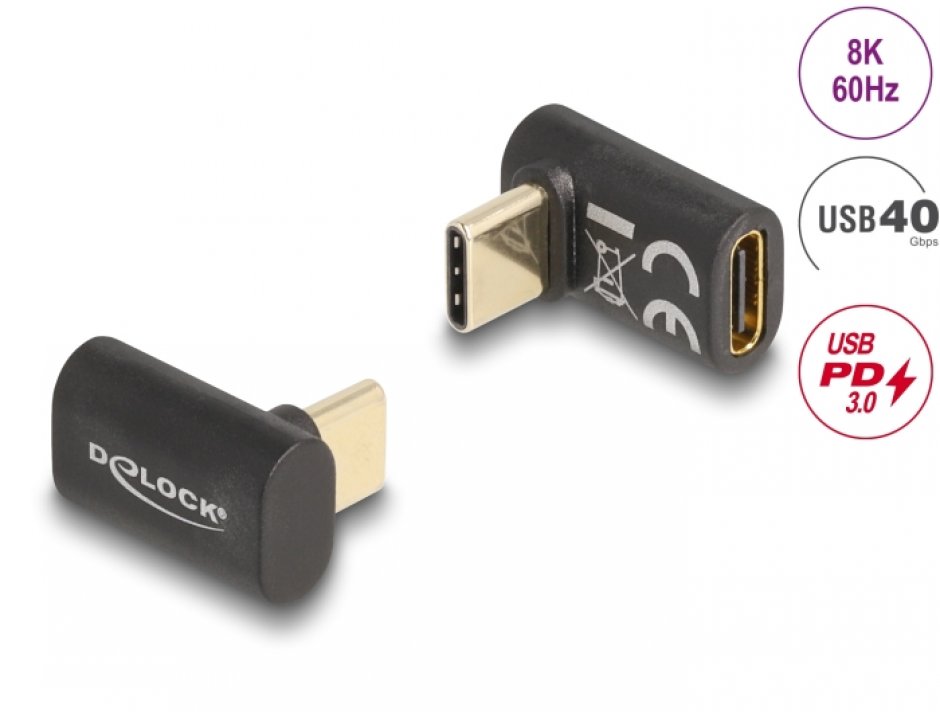 Adaptor USB4 Type-C 90° Delock, 8K, 100W