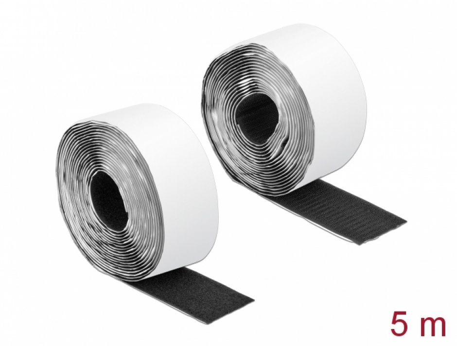 Banda arici autoadezivă Delock 5m x 50mm, Negru