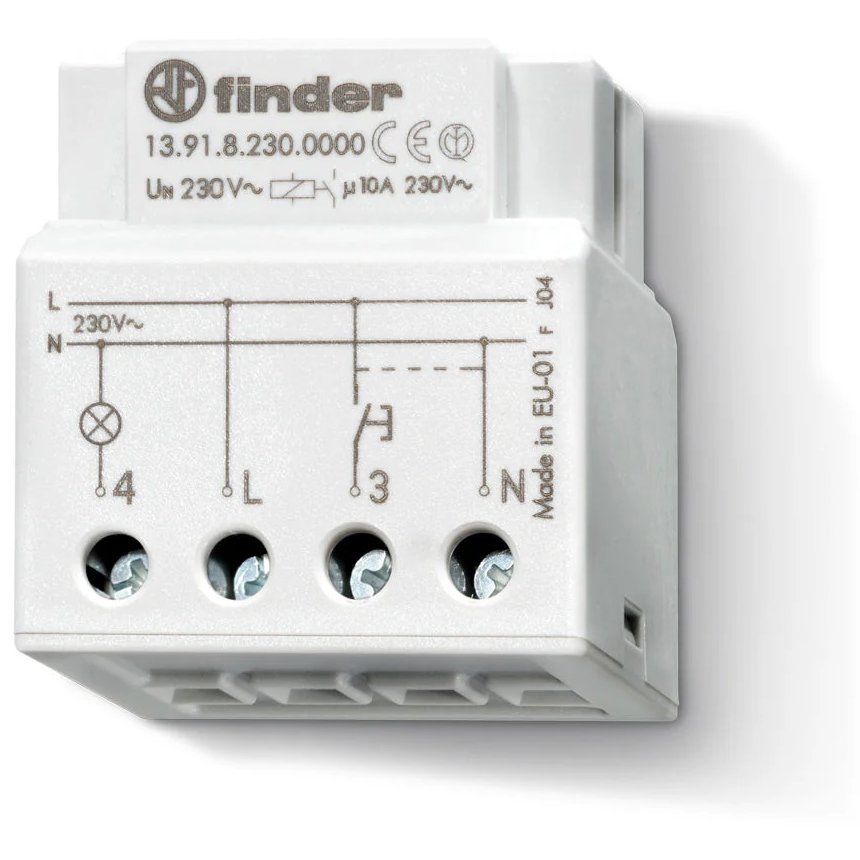 Releu pas cu pas Finder 13.91, 1ND 10A, montare în doză