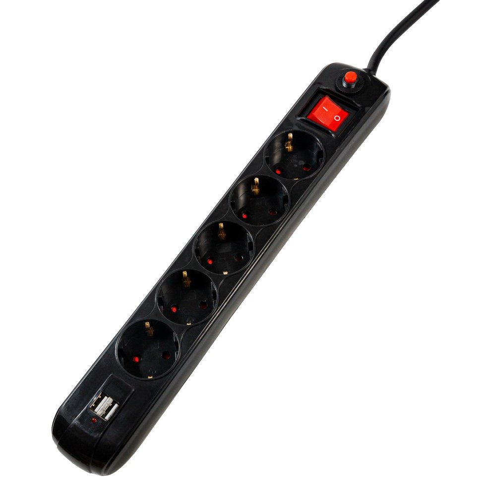 Prelungitor Spacer BK PP-5-30B USB, 5 prize, 16A, 3m