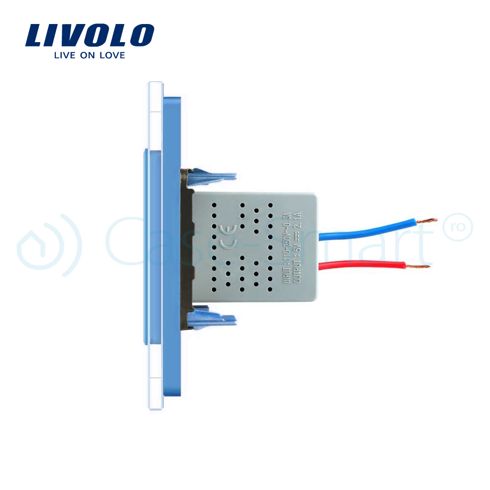 Priza USB Livolo cu Rama Sticlă - imagine 15