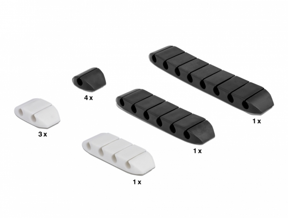 Set 10 Ghidaje Cablu Delock 18400, Alb/Negru