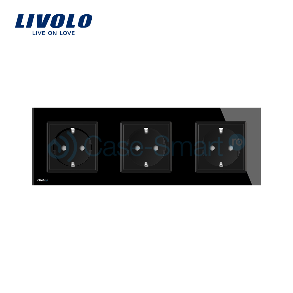 Priza Triplă Livolo cu Ramă Sticlă | Design Modern - imagine 6