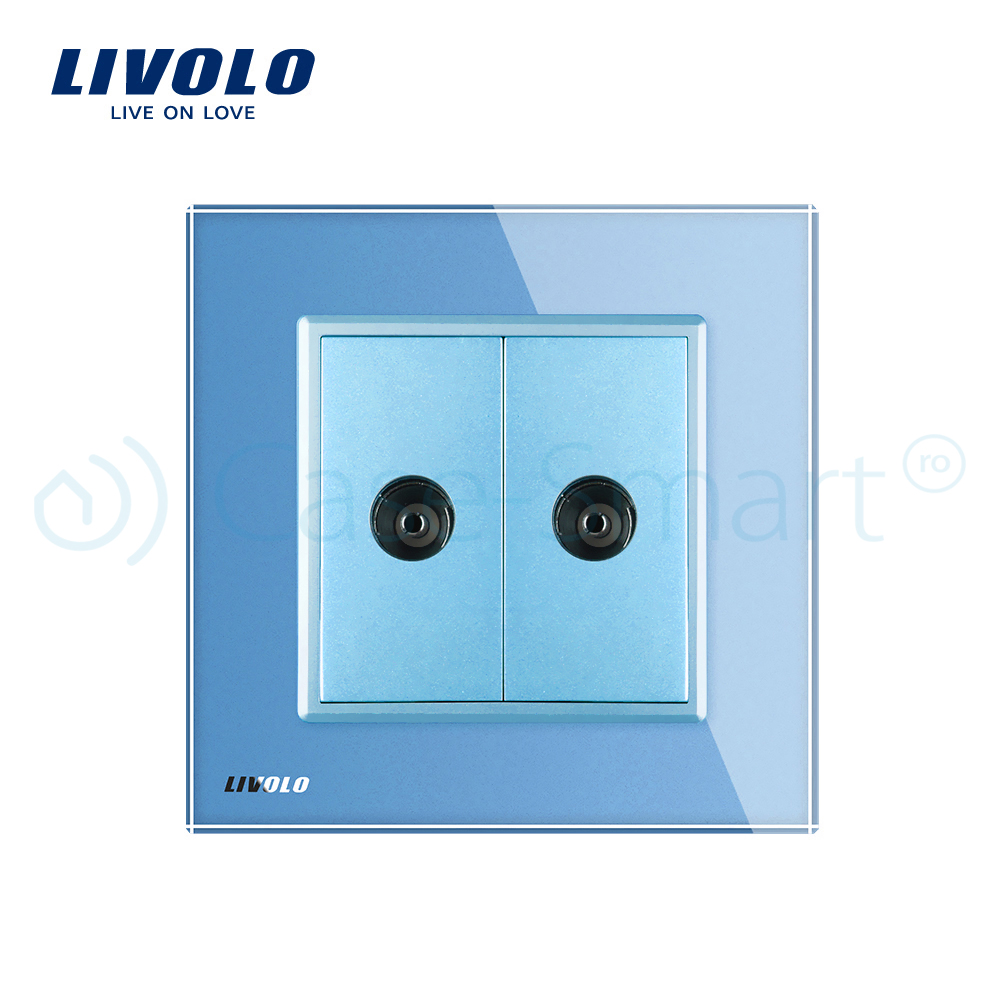 Priză TV Dublă Livolo cu Ramă Sticlă - imagine 14