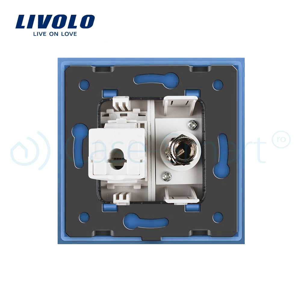 Priza TV + Internet Livolo, Rama Sticlă, 80mm - imagine 16