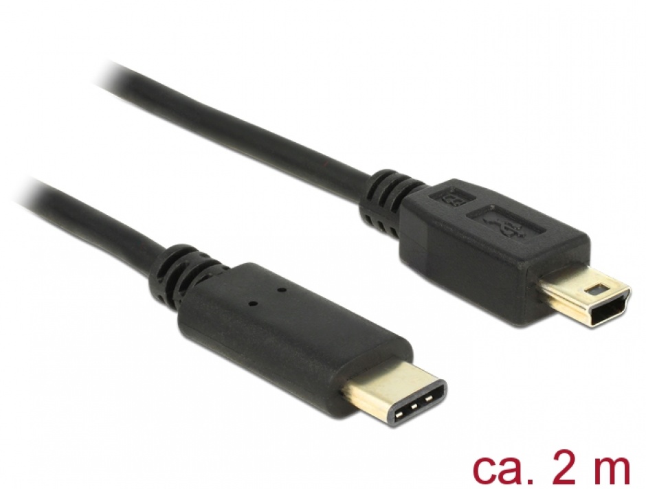 Cablu Mini USB la USB-C 2m Delock 83336