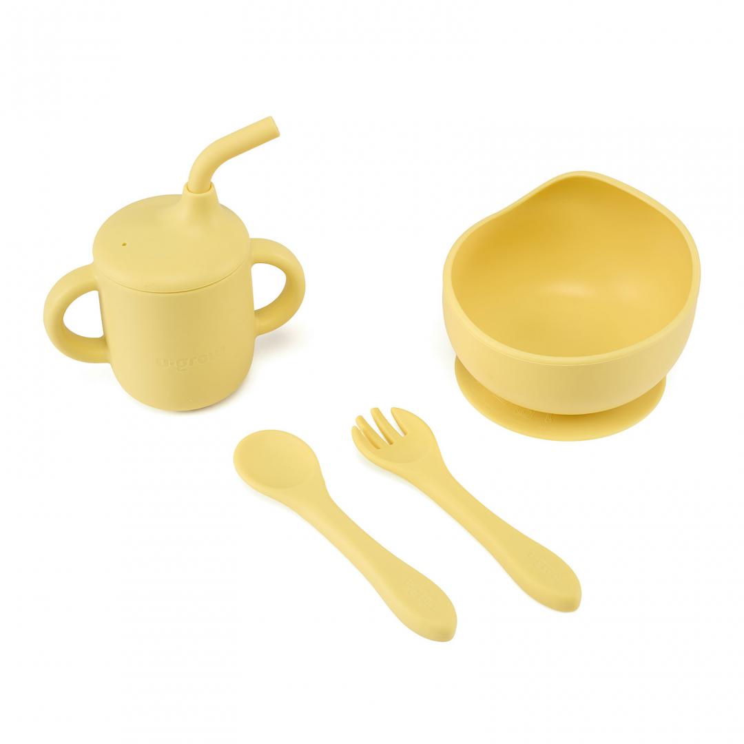 Set Diversificare Silicon 4 piese U-Grow - Galben | Bebe 6+ luni