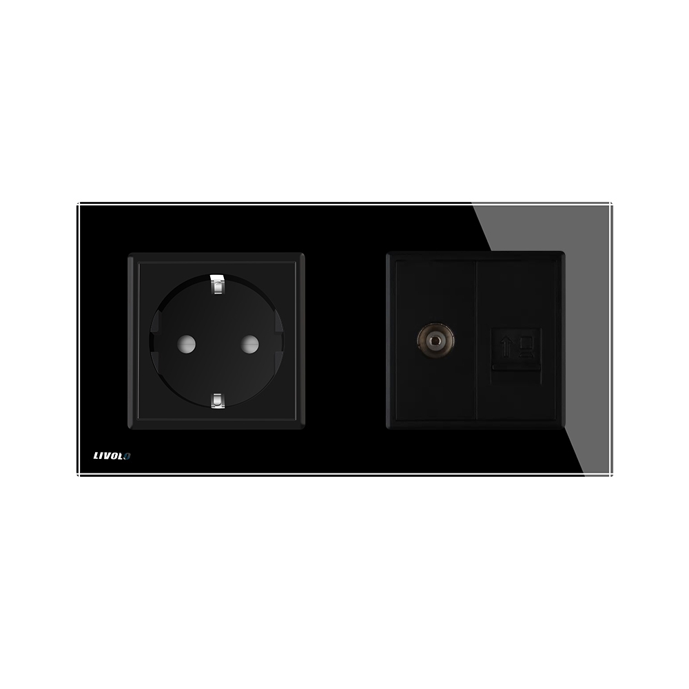 Priza Schuko și TV/Internet Livolo cu Rama Sticlă - imagine 6