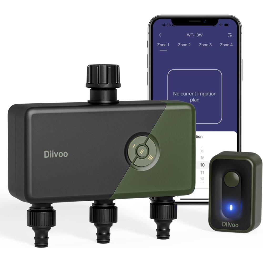 Programator WiFi irigare Diivoo DI-WT11W-EUGN, 3 zone, IP54