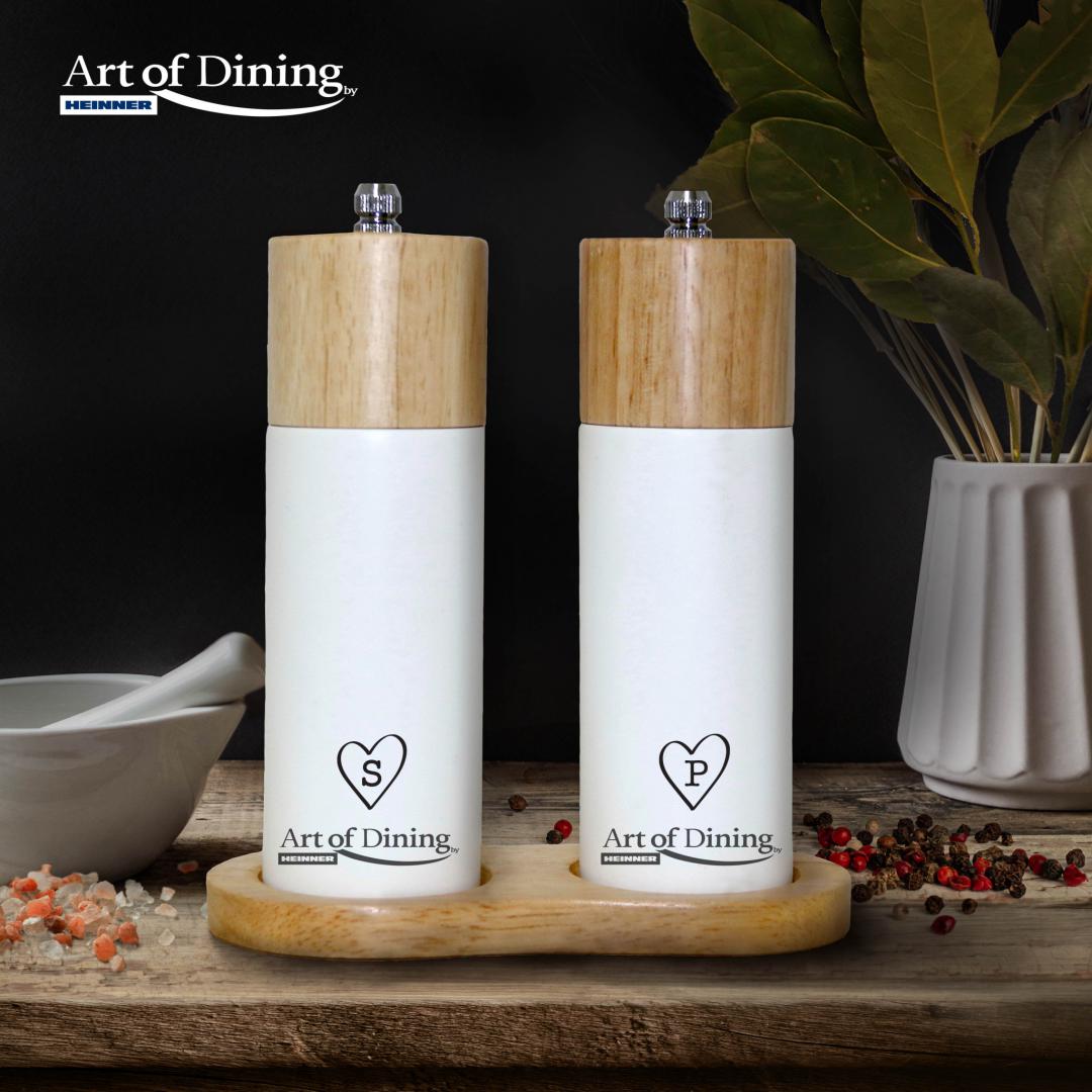 Set 2 Rășnițe Sare & Piper 16cm cu Suport - Heinner Art of Dining - imagine 2